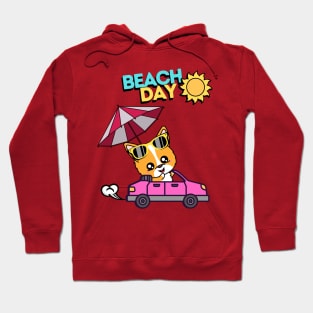 Cute Corgi going to the beach Hoodie